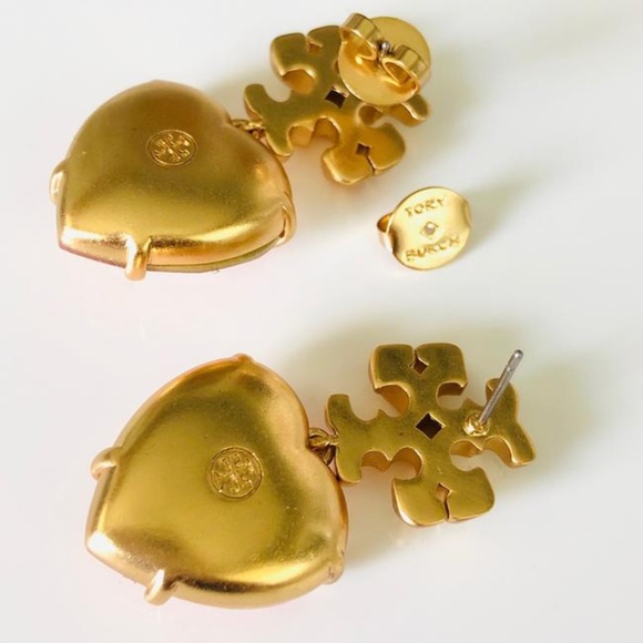 NEW Tory Burch Roxanne Pale Papaya Crystal Drop Earrings - Picture 5 of 5